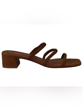 Reformation Brown Triple-Strap Low Block Heel Sandal